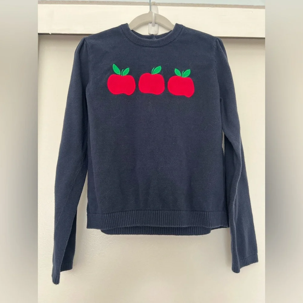 Gymboree Girls Embroidered Apple Sweater - Teacher's Favorite - Blue‎ SIZE 10